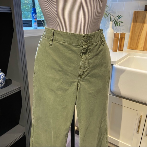 J. Crew Wide Leg Green Utility Slacks – Size 25P - Picture 4 of 8